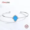 Fortuna Hamsa Fatima Bracciale in argento sterling 925 da donna Braccialetti Blu Opale Mano aperta Braccialetti di design Gioielli di lusso Bangle234K