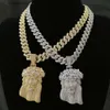 Herren-Halskette im Hip-Hop-Stil, kubanische Kette, Jesus-Kopf-Anhänger, Luxus-Modedesigner-Trend, lässige Halskette, Herrenschmuck, hochwertige Halskette mit Diamanten