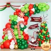 Red Green Christmas Balloon Garland Arch Kit God juldekorationer för hem 2023 Cristmas Navidad Xmas Nytt år 2024 Party Favor Holiday Supplies