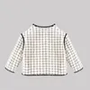 Baby Mädchen Prinzessin Elegante Jacke Fleece Innen Frühling Herbst Winter Kind Vintage Plaid Mantel Schleife Outwear Kleidung 1 10Y 231220