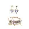 Boucles d'oreilles de collier Set Gemstone Heart Bracelet Bijoux en acier inoxydable pour femme accessoires