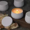 Articles de nouveauté Pot de bougie rond blanc de 4 oz avec couvercles, conteneur de canettes en métal fait à la main pour la fabrication de bricolage, stockage de bonbons de 5 couleurs 230202307w