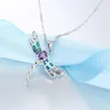 Nieuwe Vrouwen Dragonfly Ontwerp Hanger Ketting 925 Sterling Zilver Blauw Vuur Opaal Kettingen Sieraden voor Lady270f