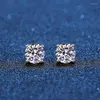 Stallone orecchini di moissanite reali 14k in oro bianco in oro in argento in argento a 4 poti orecchini diamanti per donne uomini orecchio 1ct 2ct 4ctstudstudstuds306a