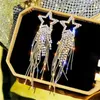Dingle örhängen koreansk version inlagd kristall pentagram lång tofs europeisk och amerikansk överdrivna nettröda tillbehör kvinnliga tidvatten