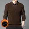 Herrpolos modevarumärke vinter varm polo skjorta långärmad avslappnad hösten fast rutig koreansk helgedom för manliga kläder toppkvalitet 231219
