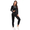 Kvinnors tvåbitar byxor Velor Tracksuit Womens 2 Piece Sweatshirt Sweatpants Set Full Zip Hoodie Sweatsuit With Pockets Casual Sportswear Autumn 231219