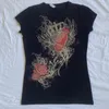 Erkek Tişörtleri Vintage Harajuku E Kız Gotik Alışveriş Merkezi Goth T-shirt y2k Siber Grunge Çapraz Kanat Basılı 90'lar Kısa Kollu Kadın Üstü