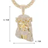Jewelry Boxes Hip Hop Jesus Pendant Necklace Men Ice Out Paved Full Shining Crystal Jesus Head Face Gold Color Charm Cuban Necklace Jewelry 231219