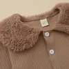 Kleinkind Baby Girls Strick -Trailits Casual Herbst Winter Revers Button Langarmjacke Hose Kinder Plüsch Outwear Set 231220