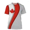 Homens Camisetas Canadá Beaver Camisa Bandeira 3D Impressão Streetwear Homem Mulher O-pescoço Camisetas Harajuku Tees Tops Crianças Roupas