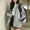 Herrtröjor Sweatshirt zip upp casual överdimensionerad huva koreansk stil harajuku solid lös långärmad lady jacka stora rockar 231219