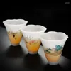 Tasses à thé Illustration peinte à la main chinoise et HETIAN JADE PORCELAINE CAP CREARE MATIEN BOL