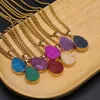 Pendant Necklaces Colorful Reiki Natural Stone Crystal Energy Droplet Shape Embryo Agate Spiritual Healing Necklace For Men And Women