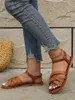 Sandalen Maogu Dames Platte Bodem Romeinse Band Met Antislip Rubberen Zolen Mode Schoenen Zomer 2023 Comfortabel 43