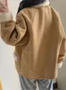 韓国ジャケットの女性服のための秋の冬のコートソリッドポロトラーシングル胸を厚くした短いアウター231220