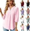 Blouses pour femmes mode femme chemisier chemises pour femmes haut demi manches col en V femme hauts noir rose marine violet vêtements chemise