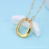 Designer Brand Tiffays Lock Collier de verrouillage incrusté diamant avec une chaîne de collier de collier de cravate moyenne en cuivre en cuivre en cuivre blanc
