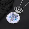 Couronne européenne et américaine du hip hop grande circulaire photo personnalisée Pendant micro inset zircon hommes pleins de diamants Collier personnalisé