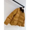 miui miui puffer jacket 23FW Autumn/winter New Show Style Double Layered Fleece Collar Bread Down Coat with Ginger Yellow Tone