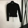 Seksi Hollow İnce Triko Kadın Tasarımcı İnce Uzun Kollu Blazer Üstler Tasarımcı Örme Bluz Sweatshirt