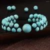 Strand Handmade Braided Double Natural Stone Bracelets 6mm&12mm Tiger Eye Turquoises Onyx Adjustable Energy Beaded Men Bracelet