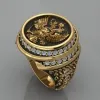 Uomini Ring Spirit of the Empire Eastern Romanion Legion a due teste Eagle Sign Solda Spada Vichinga Eagle 14K Gold Gold Anelli Hip Hop Jewelry