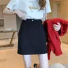 Skirts Denim Skirt High Waist Mini S Women Summer Pockets Red Black Jean School Young Girls Streetwear Loose Size