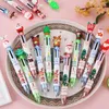 24PcsLot Christmas 6 Color Ballpoint Pen Cartoon Cute Santa Claus Elk Multi Oil Pens for Journal School Stationery Gifts 231220