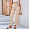 2024 nouveau printemps été pantalon de créateur taille haute solide style de banlieue récolte à lacets pantalon droit femme