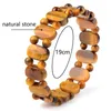 Strand Indien Achate Natural Stone Armband Buddha bred med cirkulär polyhedronpärlor Elasticitet rep Män kvinnor armband gåva