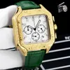 5A Santos de Catier Chronograph Watch Steel Case Leather Strap Automatisk lindningsmekanisk rörelse Disbattdesigner Klockor för män Fendave Wristwatch