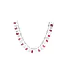 チェーンZoca Luxury Lab Ruby 925 Sterling Silver Square Full Necklace for Semal