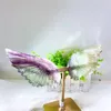 Decorative Figurines Large Size Natural Fluorite Wings Crystal Carving Healing Energy Stone Fashion Home Decoration Birthday Gift 1PCS