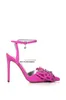 Klänningskor Rose Pink Crystal Big Bowtie Pumps Fuchsia Stängt pekade tå tunna högklackade roston Ankel Wrap Straps Women