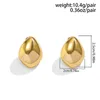 Stud Earrings Women's Punk Smooth Waterdrop Big Ball Gold Color Metal Vintage Pierced Steampunk Party Jewelry