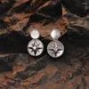 Pendientes colgantes de Plata de Ley 925 Irregular con forma de cruz y estrellas, gota de concha Natural geométrica larga para mujer, joyería de diseño Original