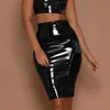 Skirt PU Leather High Waist Wet Look Bodycon Pencil Midi Dress Club Party Sexy Lady Outfits Wrap Skirt Short 231219