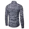 Mäns casual skjortor Mens Leopard Print Shirt Slim Fit Long Sleeve Button Down Tops