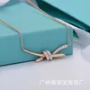 Designer Brand New KnotTiffays Knot Necklace Female Gu Ailing Same Style 18K Plating True Gold Bowknot Collar Chain Exquisite Temperament With logo