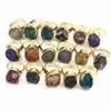 Band Rings Mixed Color Crystal Cluster Natural Stone Gold Face Druzys Men Rings Secret for Women Girls Wedding Party Fashion Jewelry 10PCS 231219