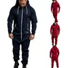 Men s jumpsuit sätter hösten vinter huva män solid färg casual kostym hemkläder romper 231220