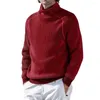 Męskie swetry swobodny zimowy ciepły golf sweter Jumper Top pullover czarne wygodne dzianiny stylowe modne