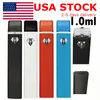 USA Stock 1.0 ml Vape Pen Disponibla e-cigarettskidor Keramiska spiral förångare vagnar tjock olja tom USB laddningsbar 280mAh batteridiamantfönster pennor Anpassad logotyp