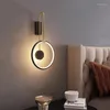 Lampy ścienne Nordic LED lampa Prosta salon sypialnia nocna El Cafe aluminiowe lampki aluminiowe korytarz schody krawędzi Sconce