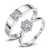 J152 S925 Rings de pareja de plata esterlina con diamante Fashion Simple Zircon Par Par de joyas de San Valentín Dropship245u