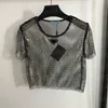 Bling Rhinestone Tişörtleri Tees Mektup Rozeti Kırpılmış Üstler Kadınlar Moda Seksi Bayanlar