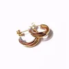 Classic style Punk Women three lines connect hook earring Stainless Steel Ear Hoop Earrings Gauges NEW mix mix colors Jewelry PS56240B
