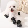 Vêtements pour chiens Bottes en PU respirantes Chaleur pour protéger les chaussures de chaussures d'hiver Sangles en polaire chaudes antidérapantes