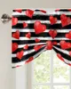 Tenda San Valentino Strisce nere Amore Texture Finestra Soggiorno Armadio da cucina Tie-up Valance Rod Pocket